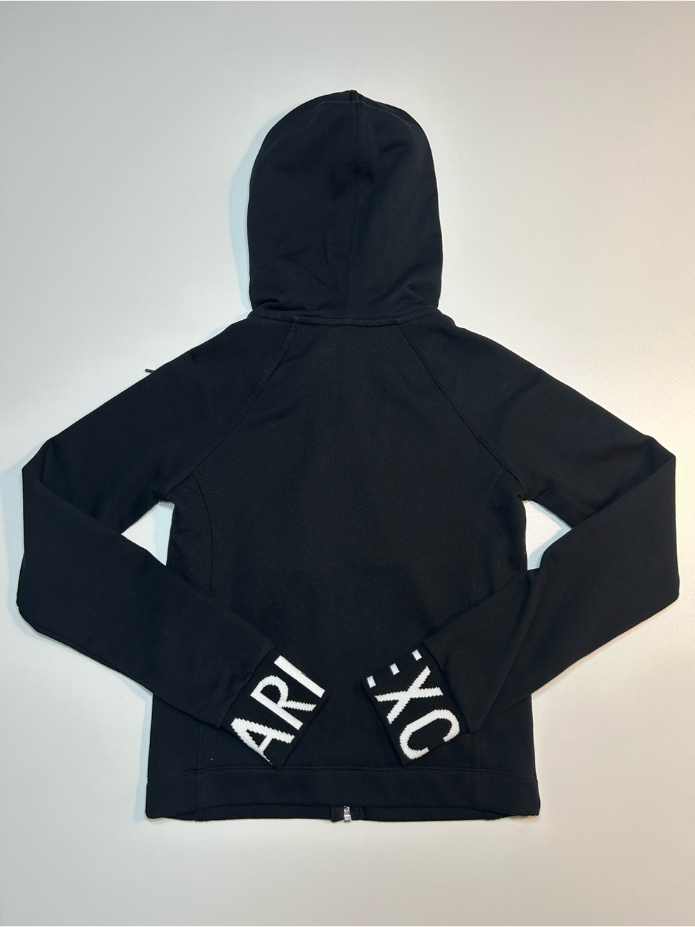 Armani Exchange Black Full Zip Intarsia Knit Logo Cuff Hoodie Jacket - Picture 5 of 9